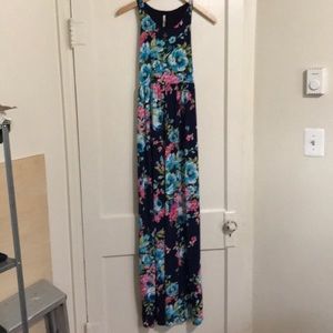High neck maxi floral dress